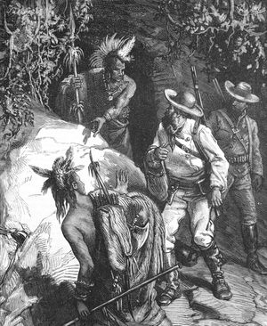 Native Americans & White Settlers, USA, 1880 (engraving)
