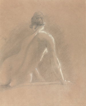 Study of a female nude, seen from behind (chalk on paper)