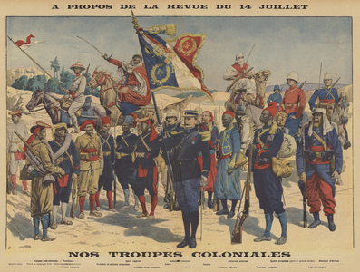 Colonial soldiers of the French Army (colour litho)