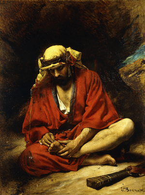 An Arab plucking a Thorn from his Foot,  (oil on canvas)
