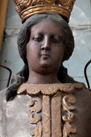 Saint Walburga church, interior, north crossing, Chapel brotherhood Our Lady of Halle, late baroque, polychrome wood, 1736, detail the black Madonna