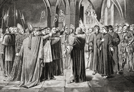 Martin Luther at The Diet of Worms, Germany in 1521, after a 19th century print
