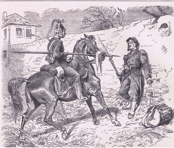 At the point of a lance, illustration from 'Cassells History of the War Between France and Germany', c.1960 (litho)