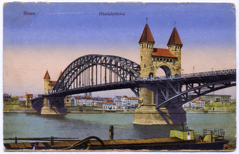 Rhine Bridge in Bonn. Postcard, Germany, c.1920 (postcard)
