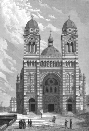 the cathedral of Marseille, engraving by Leon Vaudoyer (1803-1872)