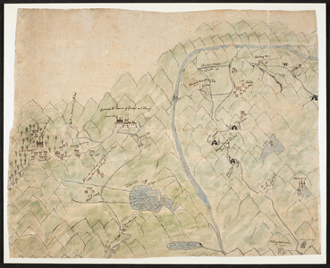 Picture-map of Central Tibet in 7 sections, running East to West, i.e. the imaginary viewer is looking South.
