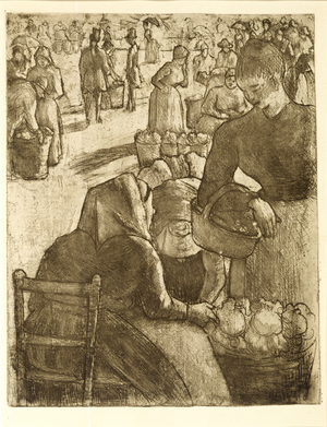 Vegetable Market at Pontoise, 1891 (soft-ground etching & aquatint)