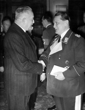 von Neurath congratulates Goering on his 45th birthday (b/w photo)