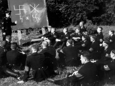 SS recruits during instruction (b/w photo)