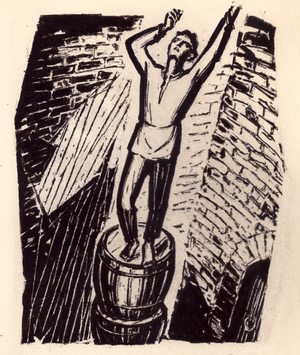 Illustration from "Selected Works" by Gnat Khotkevich, 1969 (gouache on paper)