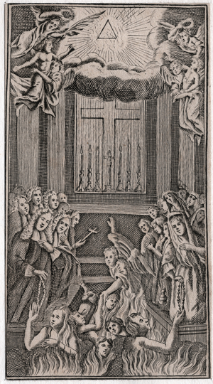 Mass in the temple, 17th century (engraving)