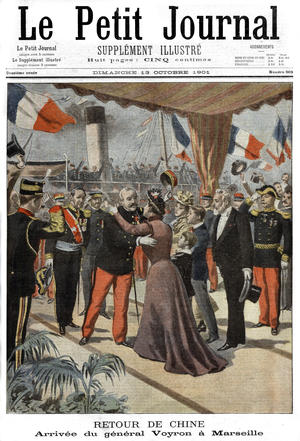 Frontpage of french newspaper "Le Petit Journal" october 13, 1901: come back in France from China of french general Voyron