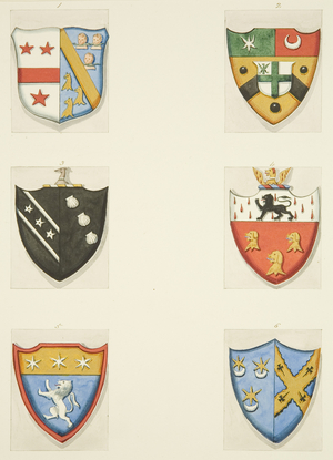 Monumental coats of arms in St Michael's Church (w/c on paper)
