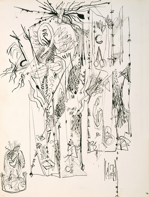Untitled (O'Connor-Thaw 777) from a suite of notebook drawings, c.1946-47 (India ink on paper)