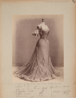 Album Page: House of Worth, Ball Gown, 1903-04 (b/w photo)