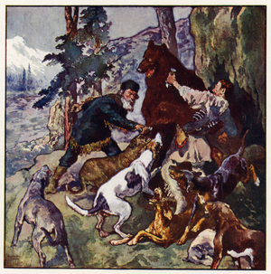 Bruin had him fast locked in his tremendous arms (colour litho)