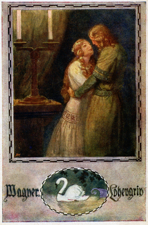Elsa and Lohengrin, Act III of 'Lohengrin', c.1910 (