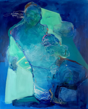 In Stillness We Unfold: Echoes of Feeling, 2025 (acrylics and pastels on canvas)
