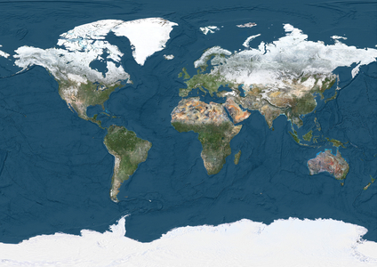 World Satellite Map in Winter (photo)