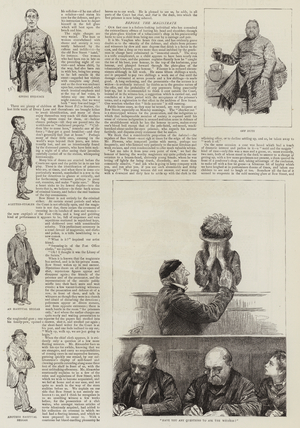 Sketches at the London Police-Courts (engraving)