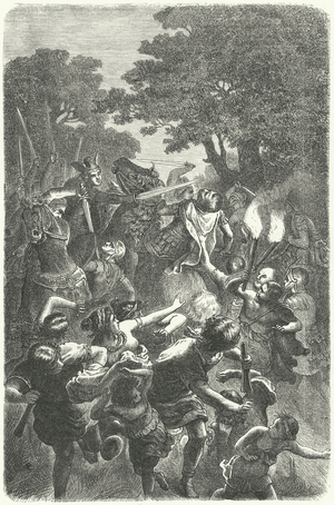 Fleeing Romans under attack by Germans (engraving)