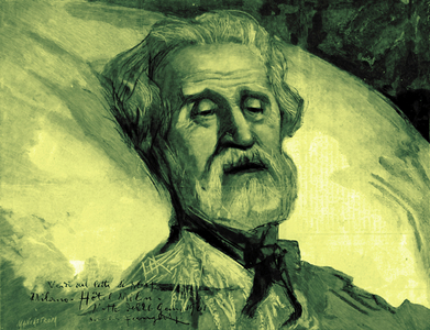 VERDI, Giuseppe dying in the Hotel Milan (engraving)