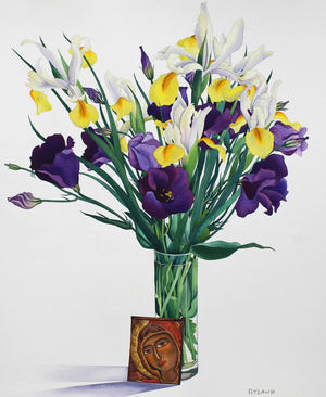 Flowers with Face from an Icon, 2014 (watercolour on paper)