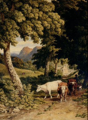 Landscape with Cattle and Herdsman, 1810 (w/c on wove paper)

