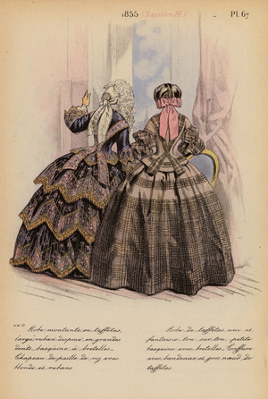 French fashion: 1855, Napoleon III (colour litho)