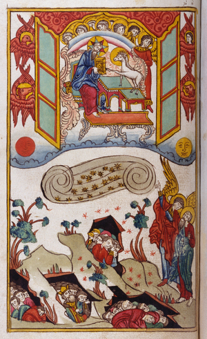 Russian Orthodox miniature depicting a scene from the Apocalypse of Saint John, c.1750