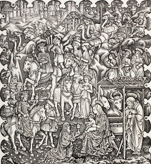 The Adoration of the Magi, from 'Military and Religious Life in the Middle Ages' by Paul Lacroix, published London c.1880 (litho)