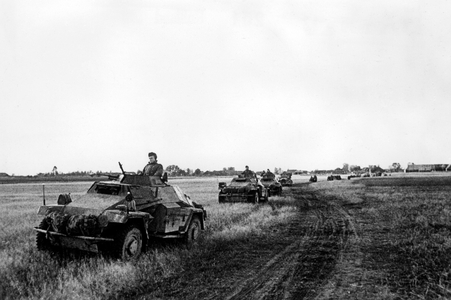 German armored car at Kalinin, 1941 (b/w photo)