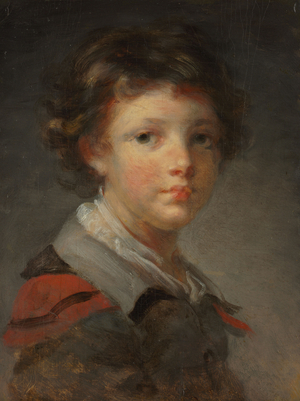 A Boy in a Red-lined Cloak, 1780s (oil on wood)