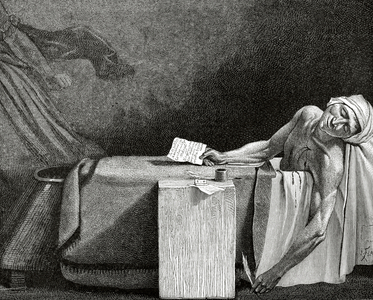 Jean-Paul Marat (1743-1793). Death of Marat. Engraving.