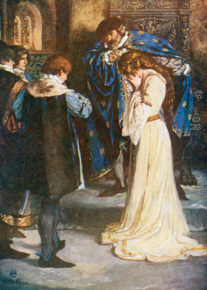 King "Why, then, Young Bertram take her; She's Thy Wife". All's Well that Ends Well – Act II, Scene 3 (colour litho)