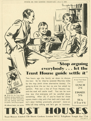 holidays trust houses, 1930s (print)