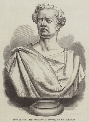 Bust of the late Gustavus V Brooke, by Mr Summers (engraving)