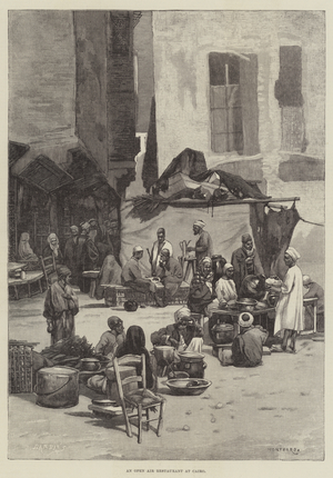 An Open Air Restaurant at Cairo (engraving)