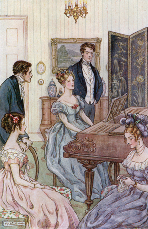 Illustration for Wives and Daughters by Mrs Gaskell (colour litho)