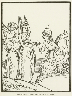 Raymondin takes leave of Melusine (engraving)