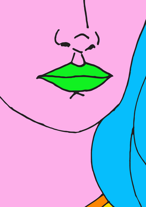Neon Green lips (mixed media)