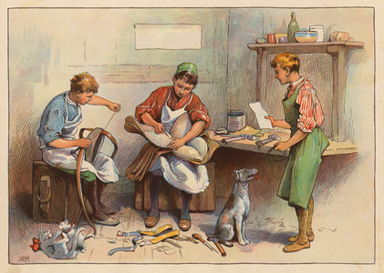 Little Workers: The Saddler and Harness-Maker (colour litho)