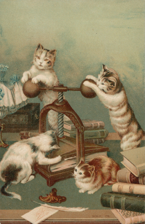 Bookbinding cats (chromolitho)