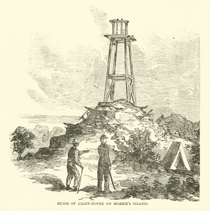 Ruins of Light-house on Morris's Island, July 1863 (engraving)