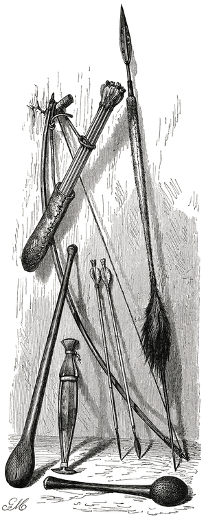 Weapons of Herero People, Southern Africa, Illustration, 1885