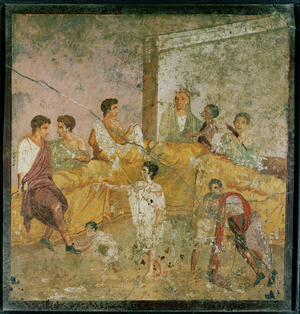 People eating and drinking