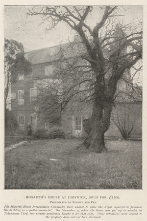 Hogarth's House at Chiswick, sold for £1500 (b/w photo)