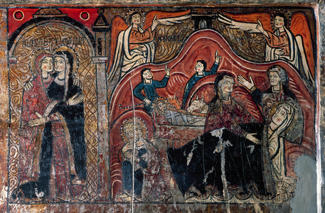 The Visitation and The Nativity with the midwives Celomi and Salome, detail