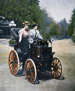 Panhard Levassir Phaeton motorcar driven by a woman, 1894