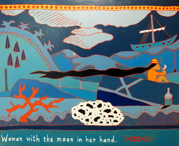 Woman with the moon in her hand, 2011 (oil on canvas)